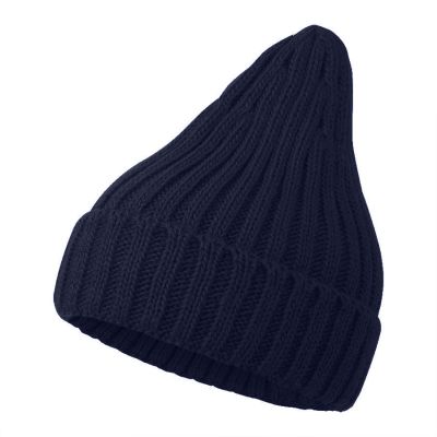 Шапка бини вязаная НАСВЯЗИ©  шерсть/ акрил, темно-синий-0