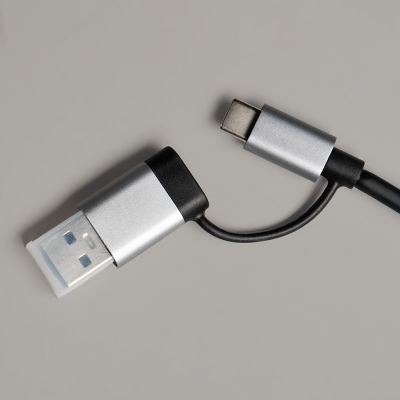 USB-хаб ROOT 8 в 1, серый, алюминий-3
