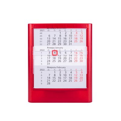 Календарь настольный на 2 года ; прозрачно-красный; 12,5х16 см; пластик; тампопечать, шелкография-0