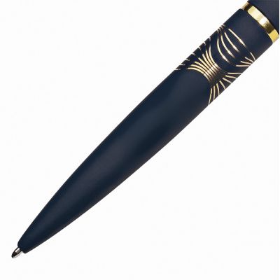 Ручка шариковая FARO, покрытие soft touch, синий, золотистый-7