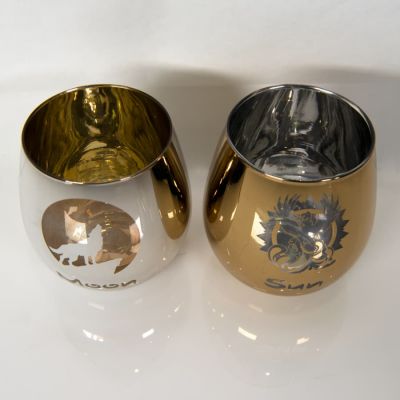 Набор бокалов MOON&SUN (2шт), серебристый, золотистый-4