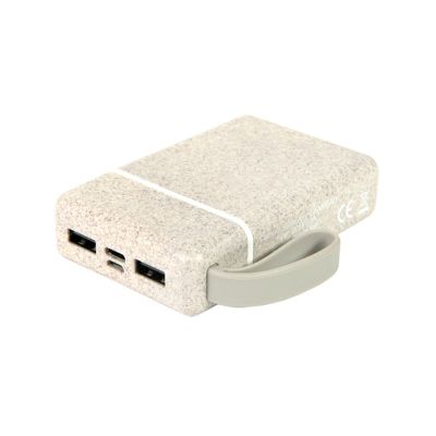 Универсальный аккумулятор WHEAT POWER 10, 10000 mAh, пластик с пшеничным волокном, натуральный-4