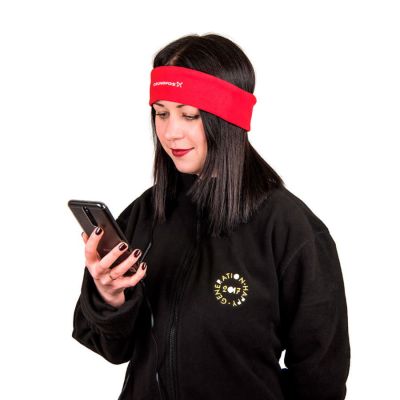 Наушники проводные MARKIZ с повязкой, красный, флис, ярко-красный-3