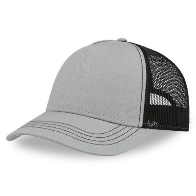 Бейсболка RAPPER CANVAS, 5 клиньев, пластиковая застёжка, серый, черный-0