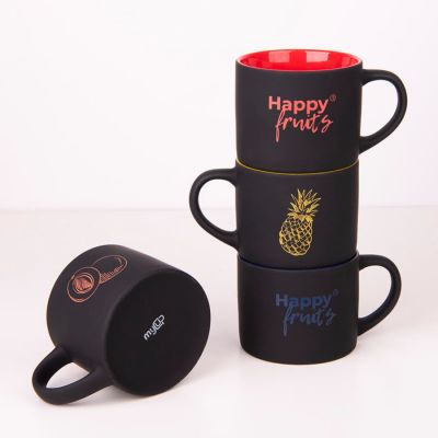 Кружка YASNA с покрытием SOFT-TOUCH, черный с желтым, 310 мл, фарфор, черный, желтый-4