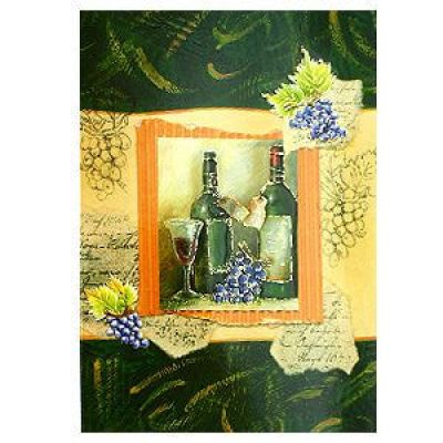 Открытка поздравительная 'Вино', разные цвета-0