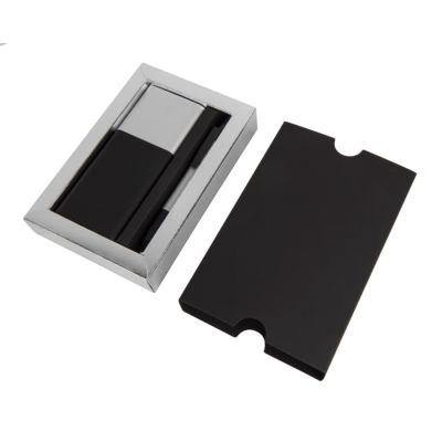 Набор подарочный BLACK GUN; универсальное зарядное устройство(10000мАh) и ручка; серебристый, черный, серебристый-1