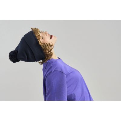 Шапка вязаная  двойная Wind-S c помпоном, ярко-синий-4