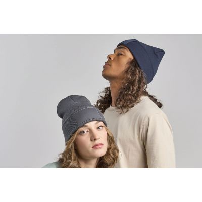 Шапка вязаная  двойная Wind-S с патчем, темно-синий-1