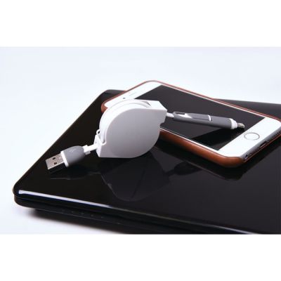 Кабель 'Spin' 2 в 1 с разъемами microUSB и lightning, белый-3