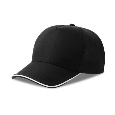 Бейсболка RECY FIVE PIPING, 5 клиньев, застежка-липучка, черный, белый-0