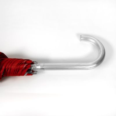 Зонт-трость SILVER, пластиковая ручка, полуавтомат, красный, серебристый-2