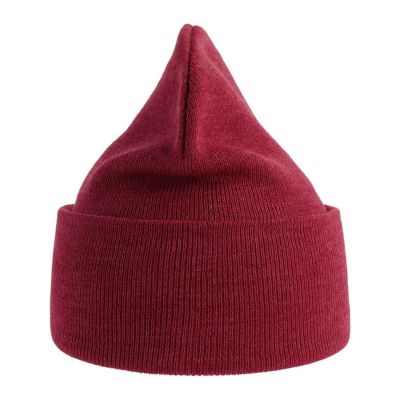 Шапка вязаная PURE  с отворотом из пряжи Polylana, бордовый-6