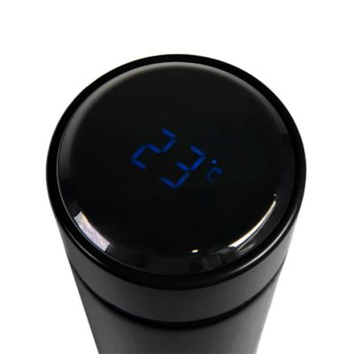 Термос THERMO с ситечком и индикатором температуры, 500 мл, черный-1