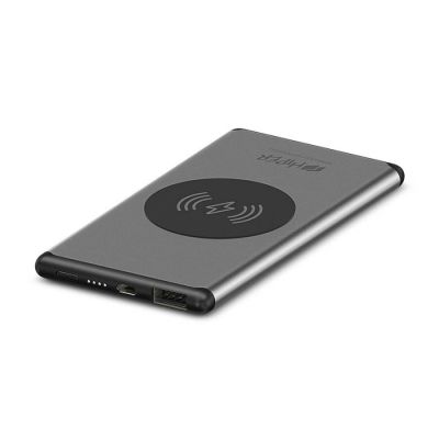 Универсальный аккумулятор NANO V Silver 5000 мАч, с беспроводной зарядкой в алюминиевом корпусе, серебристый-1