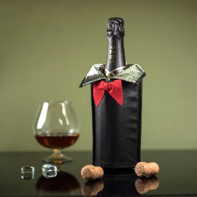 Термочехол на бутылку  'Фрак', красный, черный-2