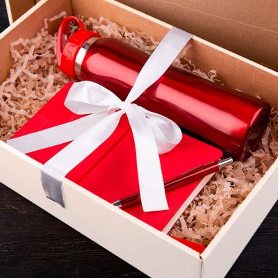 Набор подарочный SUNSHINE: бутылка для воды, бизнес-блокнот, ручка, коробка со стружкой, зеленый-2