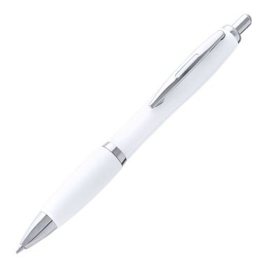 Ручка шариковая FLOM, белый, ABS пластик, 14 см-0