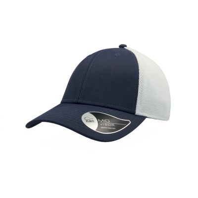 Бейсболка CAMPUS, 6 клиньев, застежка на липучке, темно-синий, белый-0