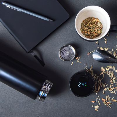 Термос THERMO с ситечком и индикатором температуры, 500 мл, черный-8