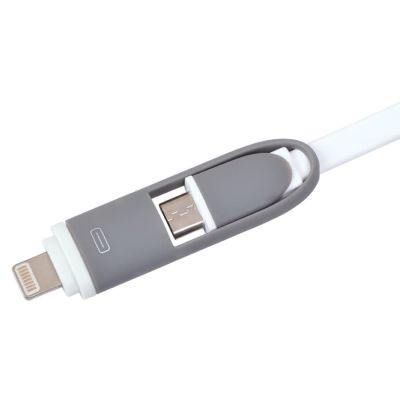 Кабель 'Spin' 2 в 1 с разъемами microUSB и lightning, белый-2