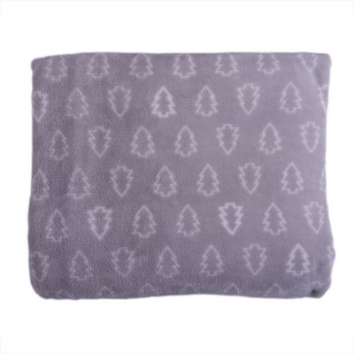 Плед новогодний 'Ёлка' в подарочном мешке; серый; 130х150 см; фланель 280 гр/м2, серый, белый-1