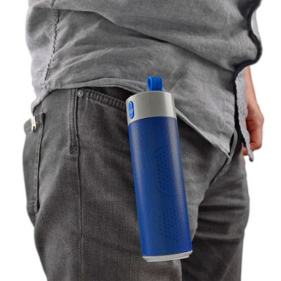 Bluetooth колонка TURBO TUBE с зарядным устройством (2000mAh) и моноподом, синий, серый-12