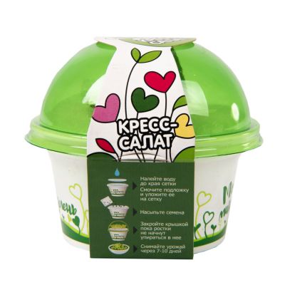 Комплект для выращивания. 'Моя микрозелень': КРЕСС-САЛАТ, зеленый, белый-0