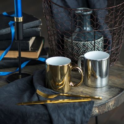 Кружка GLAMOUR, золотой, тонкая керамика, золотистый-1