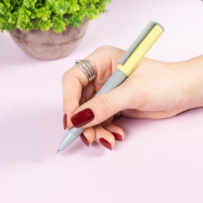 Ручка шариковая SWEETY, желтый, серый-3