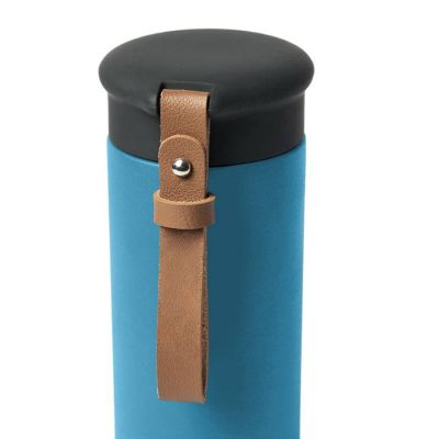 Термос вакуумный STRIPE, 450 мл, голубой, черный-2