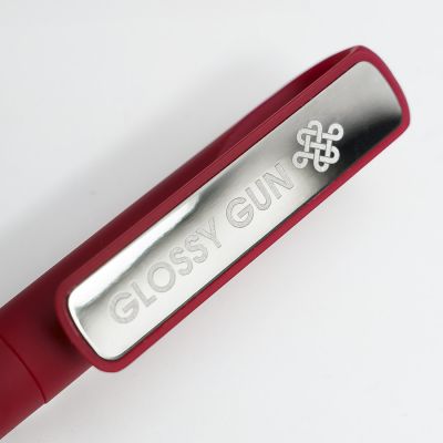 Ручка шариковая GLOSSY GUN с покрытием soft touch, красный, серебристый-5