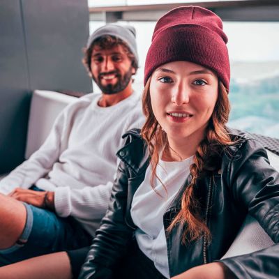 Шапка вязаная 'PURE', с отворотом, чёрный, 60% полиэстер, 40% акрил, черный-3