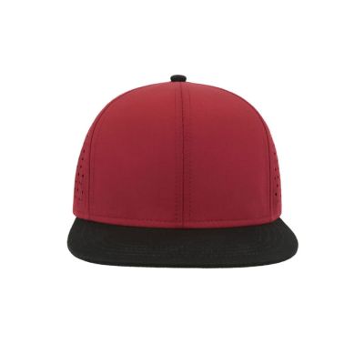 Бейсболка BANK, 6 клиньев, пластиковая застежка, бордовый, черный-3