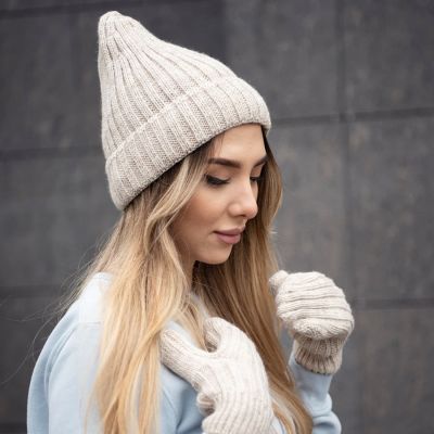 Шапка бини вязаная НАСВЯЗИ©  шерсть/ акрил, черный-4