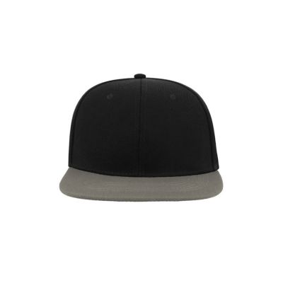 Бейсболка SNAP BACK, 6 клиньев, пластиковая застежка, черный, серый-4