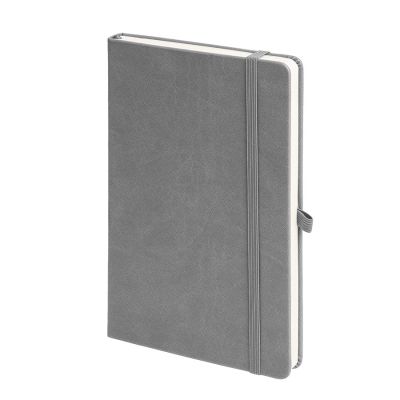 Бизнес-блокнот 'Justy', 130*210 мм, серый, твердая обложка,  резинка 7 мм, блок-линейка-0