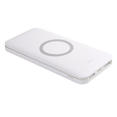 Универсальный аккумулятор с функцией беспроводной зарядки SATURN,белый с серым,15х7,3х1,2см, белый, серый-1