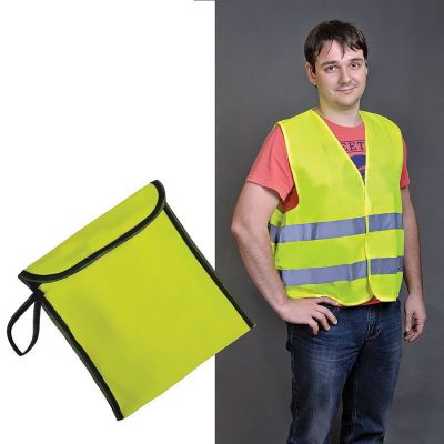 Жилет светоотражающий 'SAFETY' в чехле,  размер L, нейлон, лимонный-0