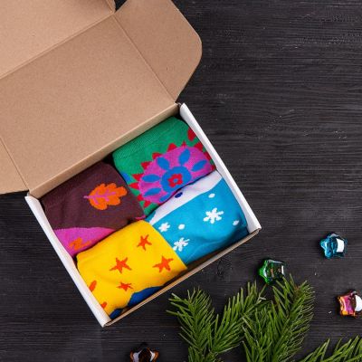 Подарочный набор 4SEASONS', 4 пары тематических носков, белый-4