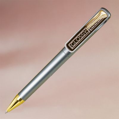 Ручка шариковая GLOSSY GOLD, серебристый, золотистый-2