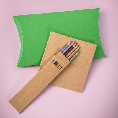 Набор подарочный PAINTER: скетчбук-блокнот, набор цветных карандашей, коробка; зеленое яблоко-0