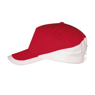 Бейсболка BOOSTER, 5 клиньев, металлическая застежка, красный, белый-0