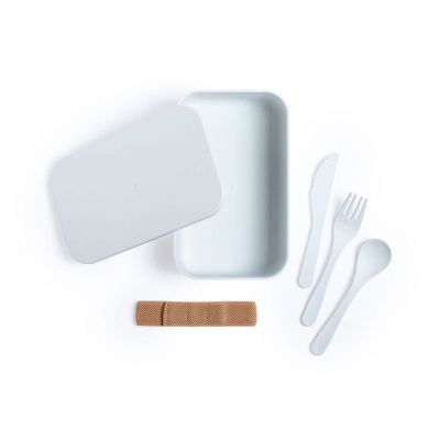 Ланч-бокс MOLKAS, ложка, вилка нож в комплекте, биоразлагаемый пластик, белый-2