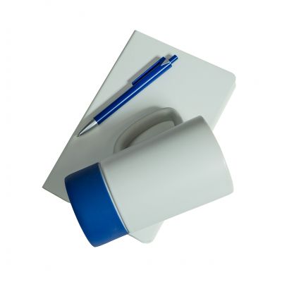 Набор подарочный ARTKITS: ежедневник, ручка, кружка с цветным дном, стружка, коробка, синий-1