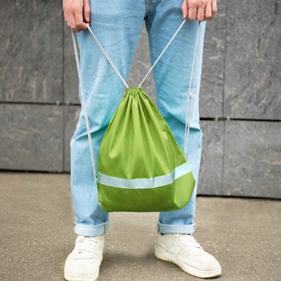 Рюкзак мешок RAY со светоотражающей полосой, зеленый-5