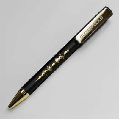 Ручка шариковая GLOSSY GOLD, черный, золотистый-4