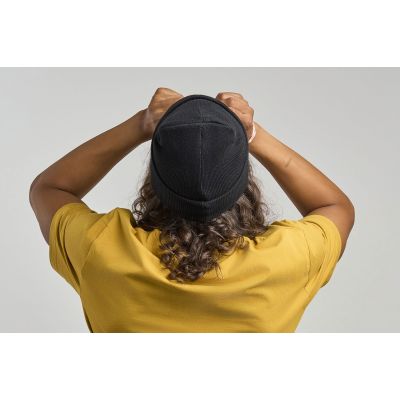 Шапка вязаная  двойная Wind-S с патчем, темно-синий-3