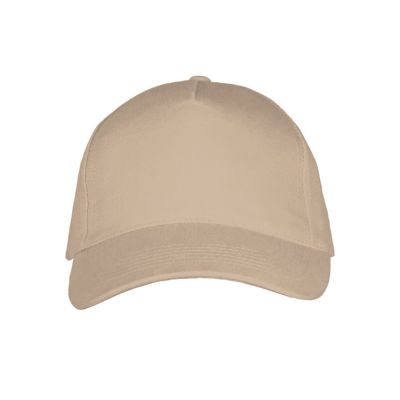Бейсболка LONG BEACH, 5 клиньев, металлическая застежка, бежевый-2