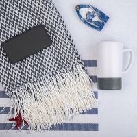 Набор подарочный REALSAILOR: универсальный аккумулятор, плед, кружка, подарочная коробка, серый, серый, белый